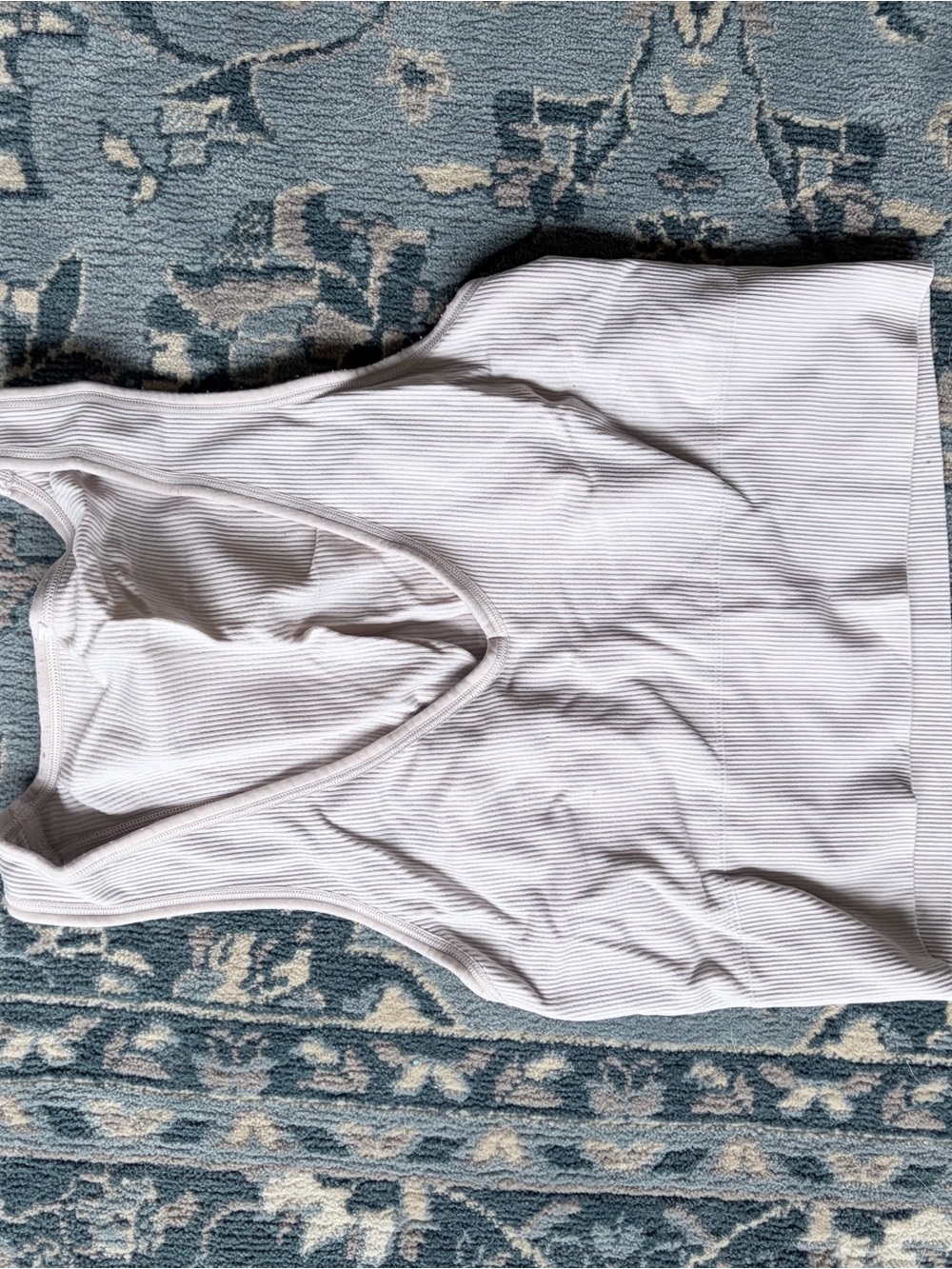 Athleta Ribbed V-Neck Tank Top — Light Gray
